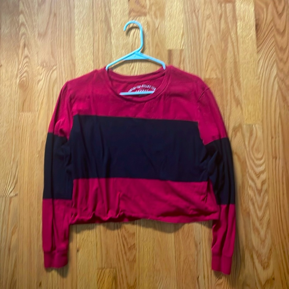 Aeropostale Women’s S Red Black Striped Shirt